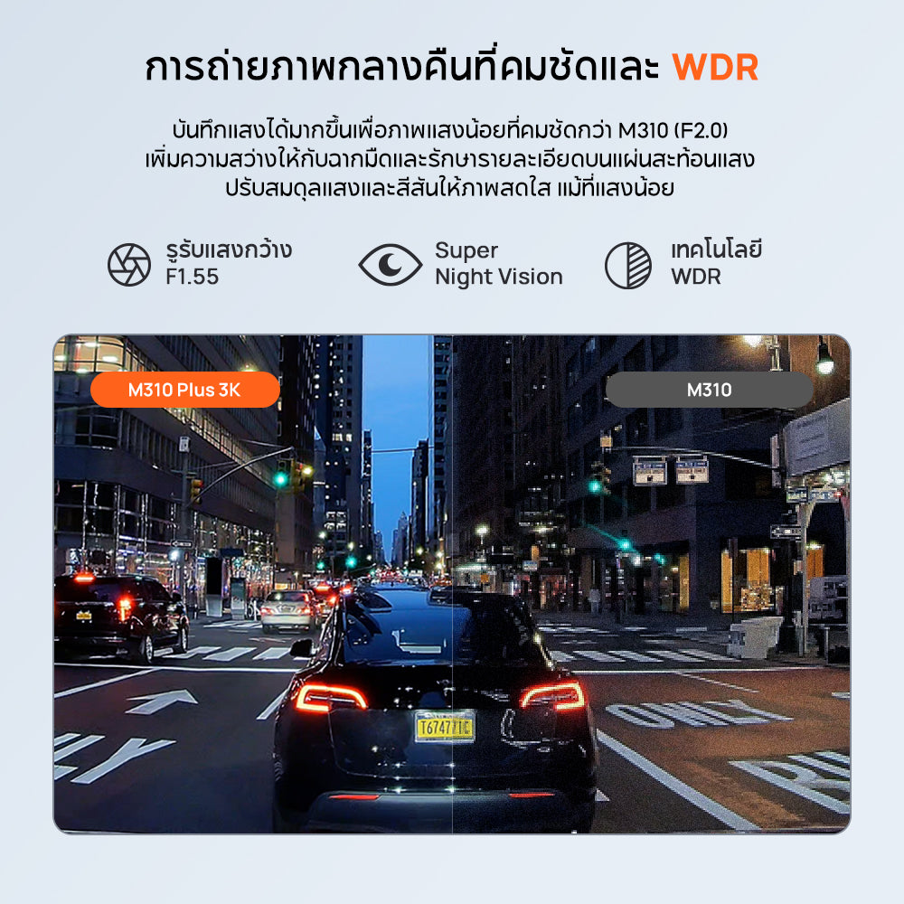 70mai Dash Cam M310 Plus 3K WDR กล้องติดรถยนต์
