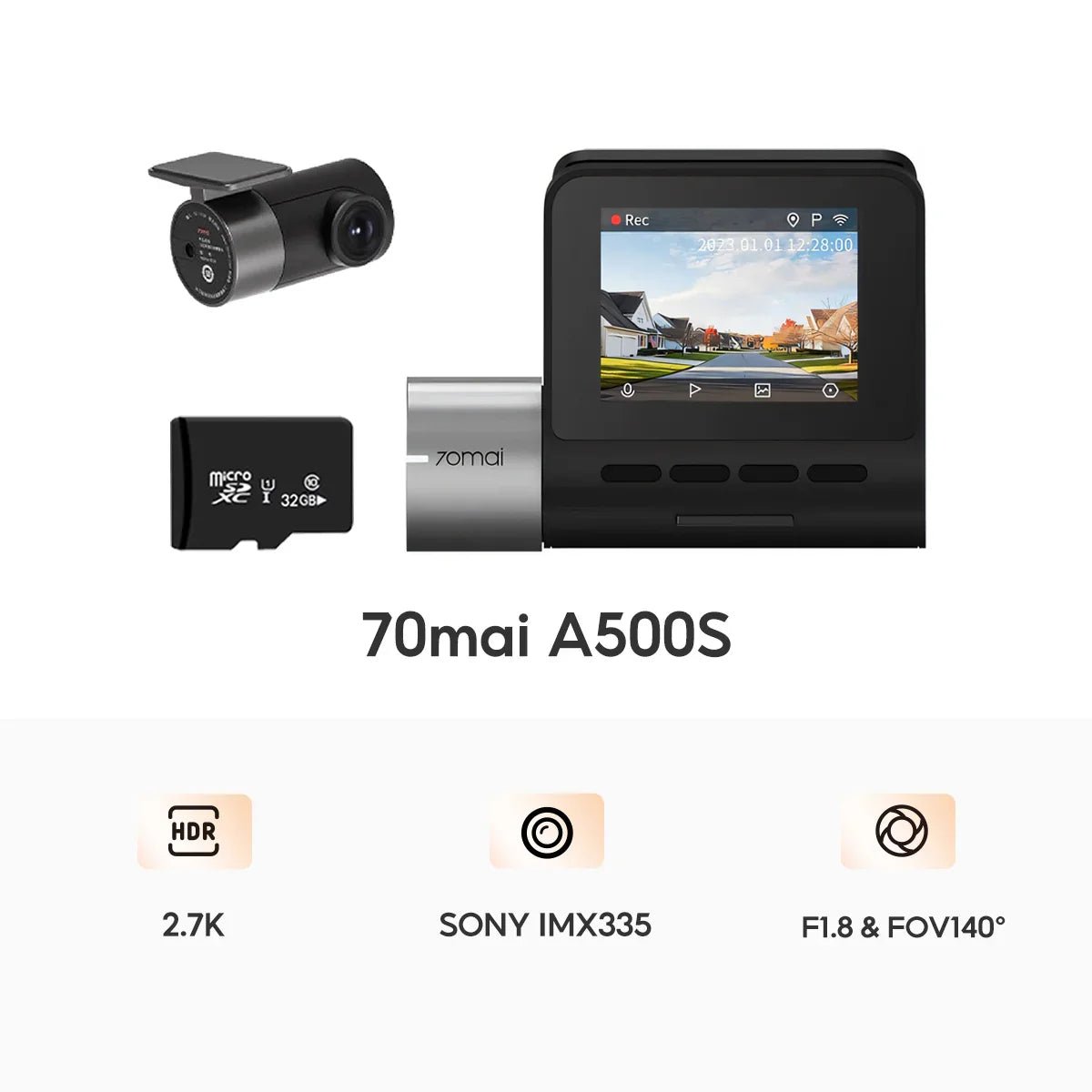 70mai Dash Cam A500s Pro Plus 2.7K Full HD ล้องติดรถยนต์