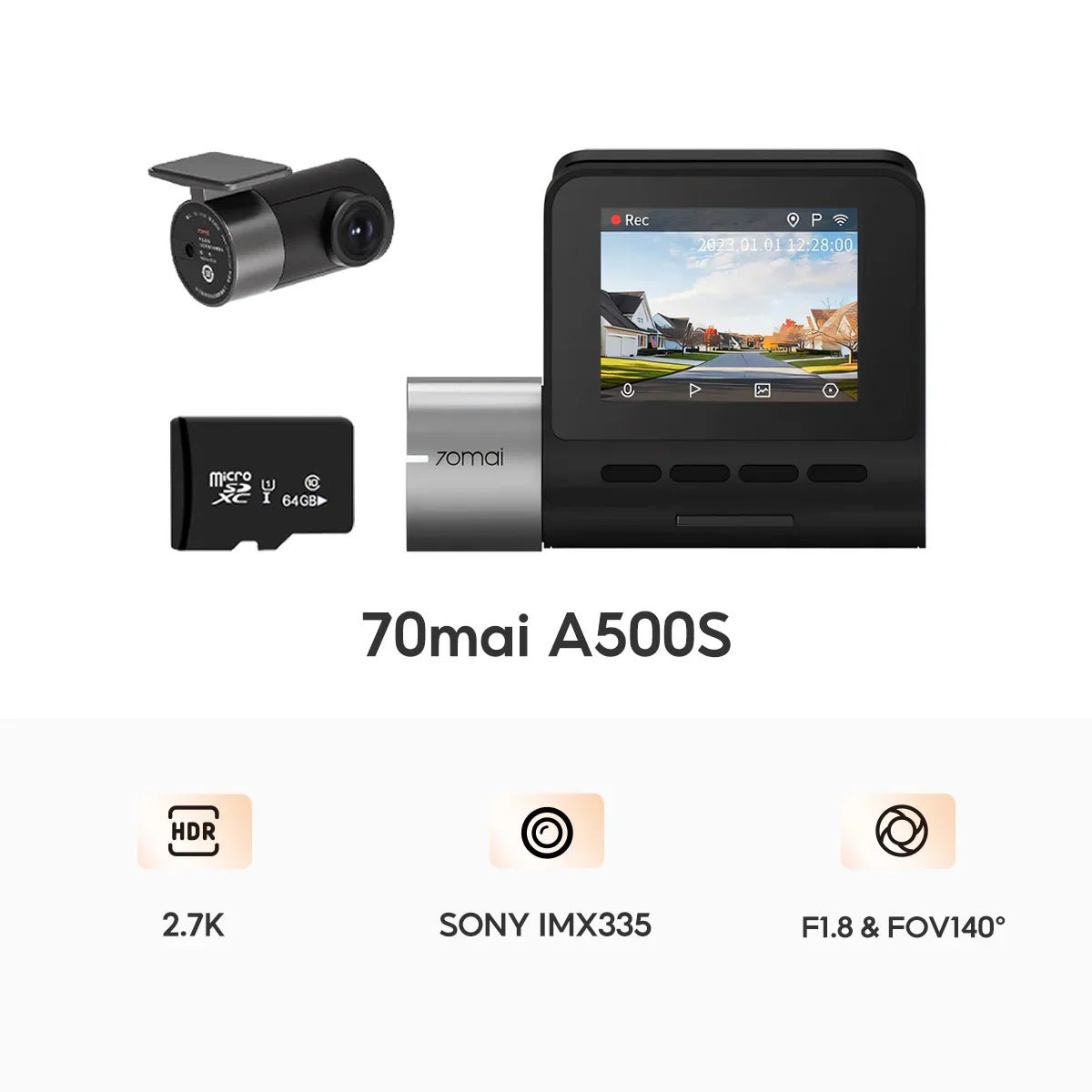 70mai Dash Cam A500s Pro Plus 2.7K Full HD ล้องติดรถยนต์