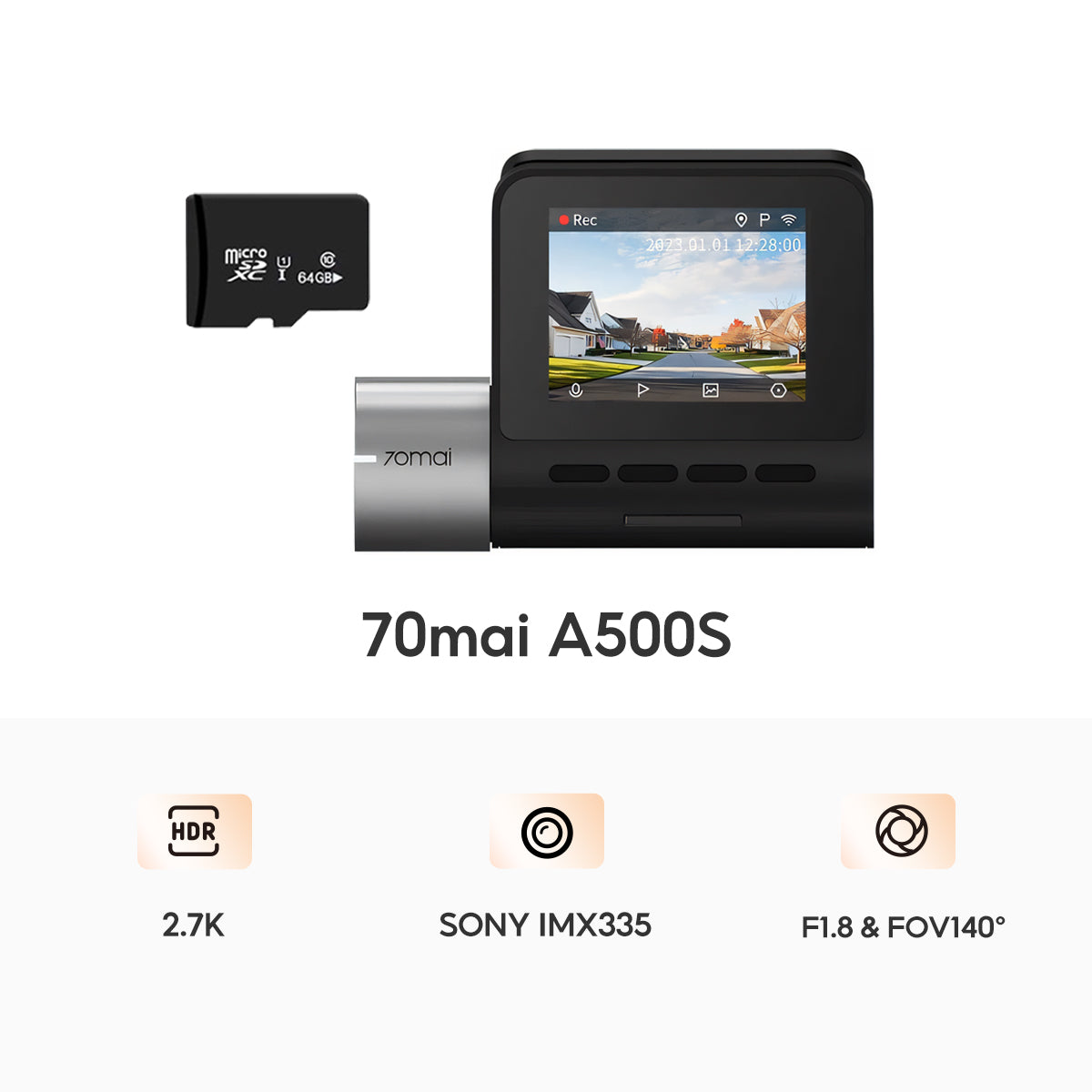 70mai Dash Cam A500s Pro Plus 2.7K Full HD ล้องติดรถยนต์