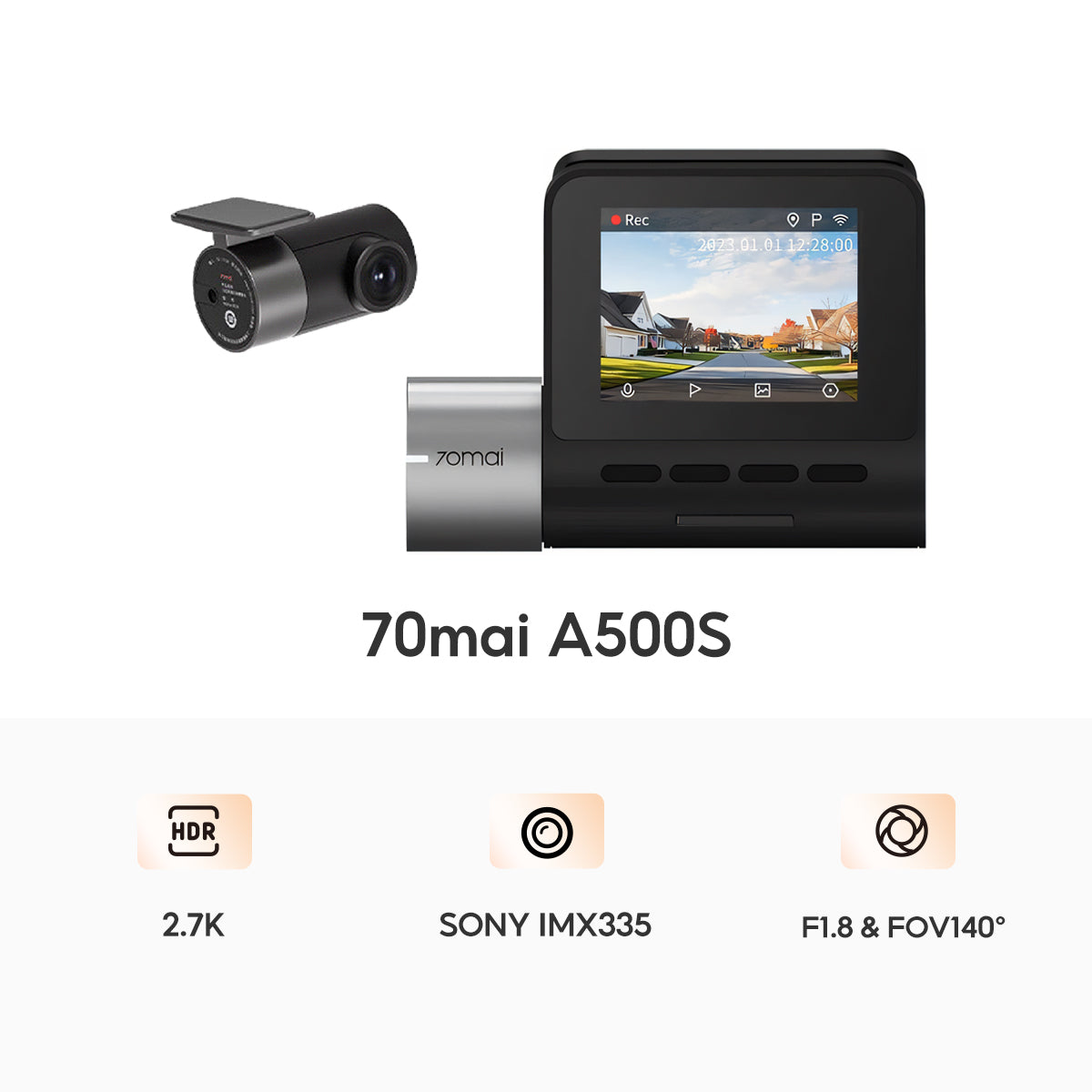 70mai Dash Cam A500s Pro Plus 2.7K Full HD ล้องติดรถยนต์