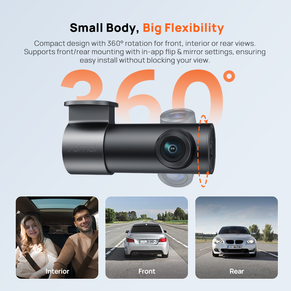 【2025 NEW】 70mai Dash Cam M310 Plus 3K WDR กล้องติดรถยนต์อัจฉริยะ ความคมชัด เลนส์หมุนได้ 360° มองเห็นกลางคืนได้ชัดเจน