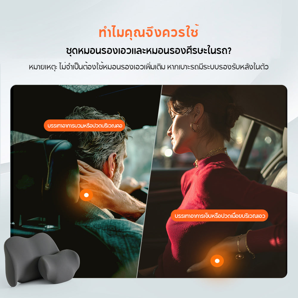70mai ชุดหมอนรองหลังและหมอนรองศีรษะในรถยนต์ตามหลักสรีรศาสตร์