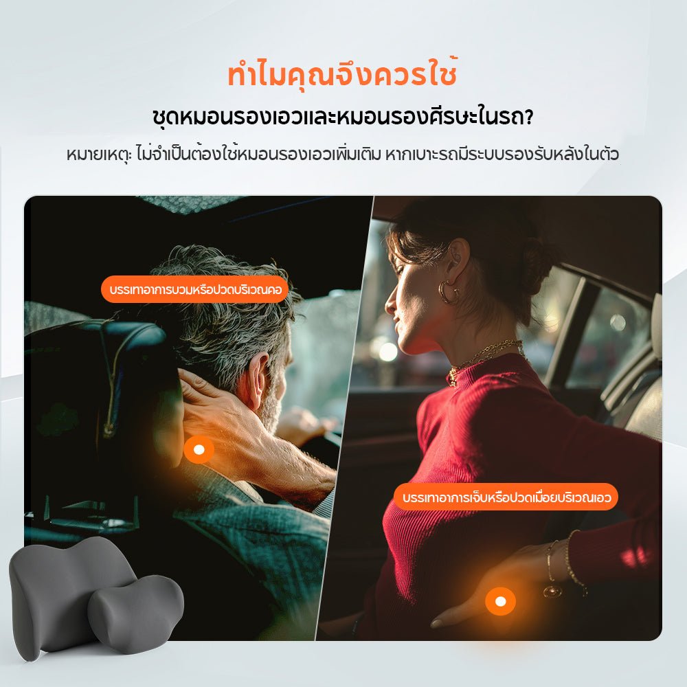 70mai ชุดหมอนรองหลังและหมอนรองศีรษะในรถยนต์ตามหลักสรีรศาสตร์