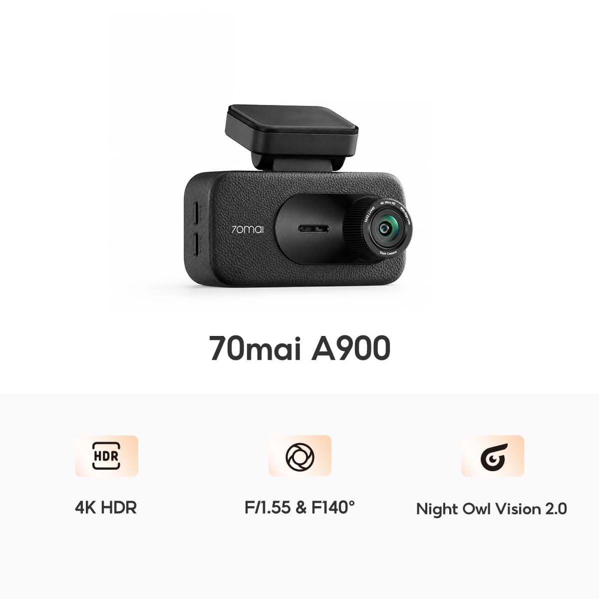 70mai Dash Cam A900 4G 2-Channel 30 FPS กล้องติดรถยนต์ 4K