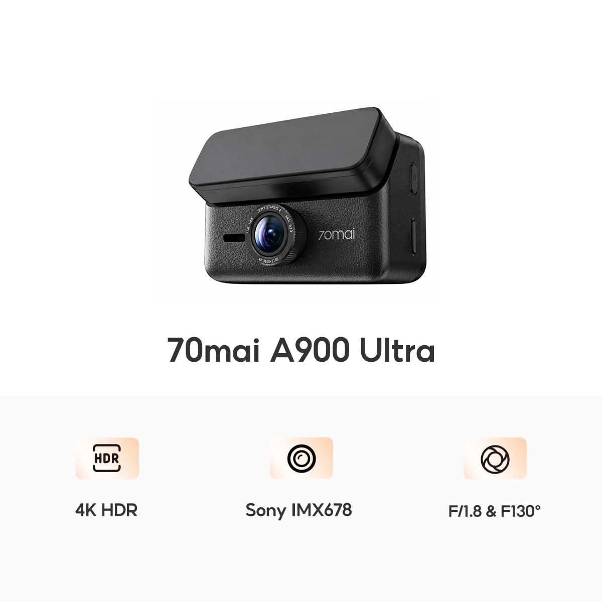 70mai Dash Cam A900 Ultra 4G 2-Channel 30 FPS กล้องติดรถยนต์ 4K