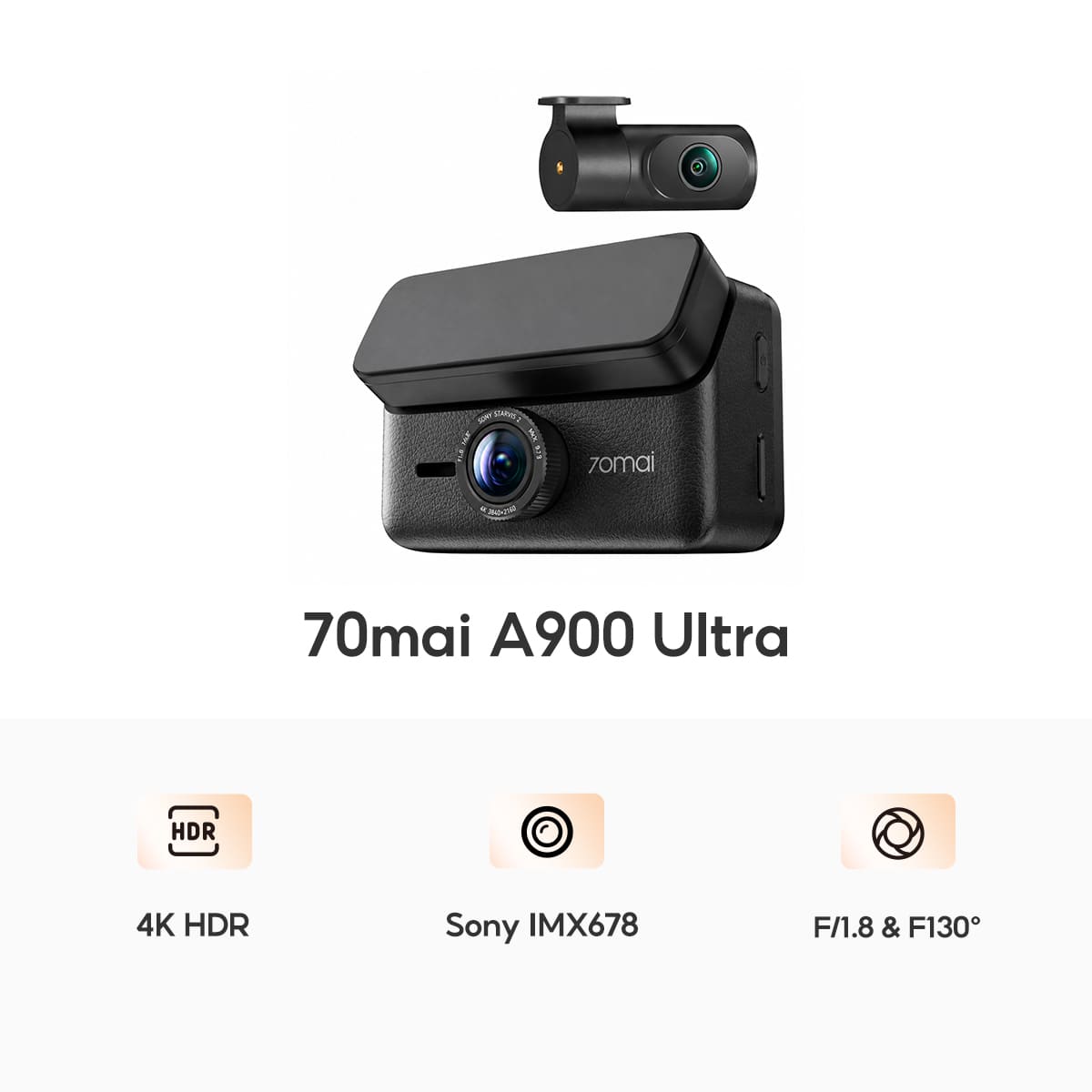 70mai Dash Cam A900 Ultra 4G 2-Channel 30 FPS กล้องติดรถยนต์ 4K