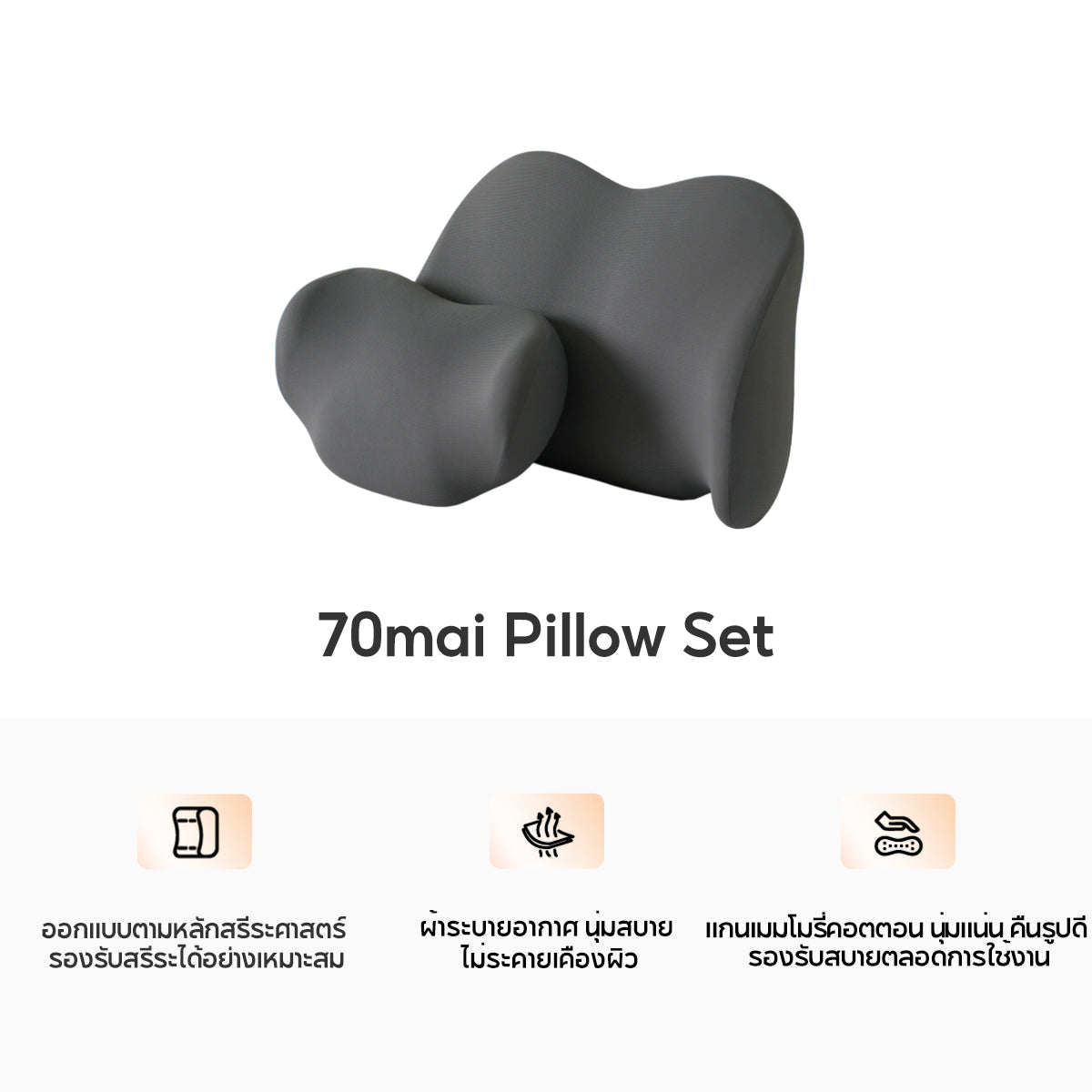 70mai ชุดหมอนรองหลังและหมอนรองศีรษะในรถยนต์ตามหลักสรีรศาสตร์