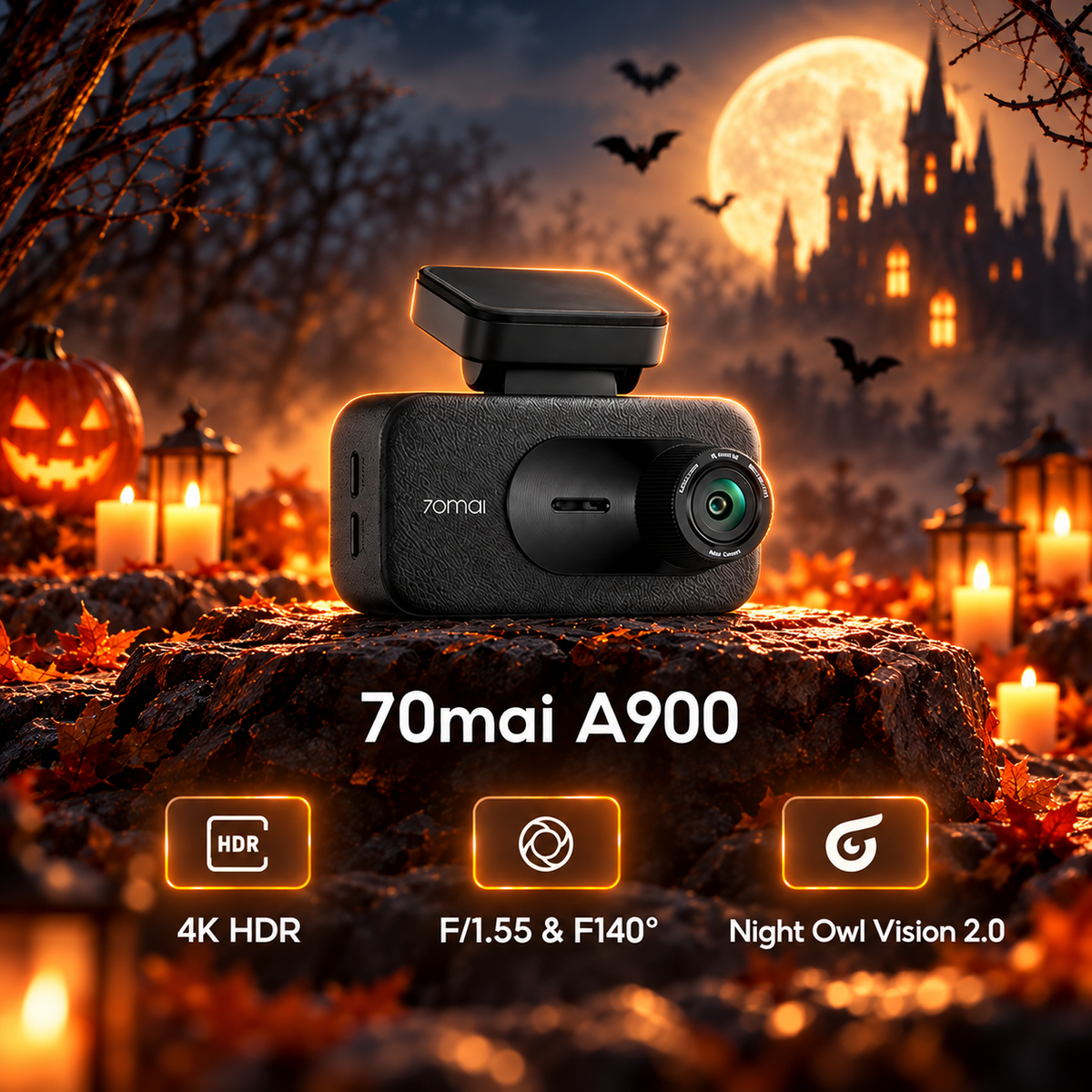 70mai Dash Cam A900 4G 2-Channel 30 FPS กล้องติดรถยนต์ 4K