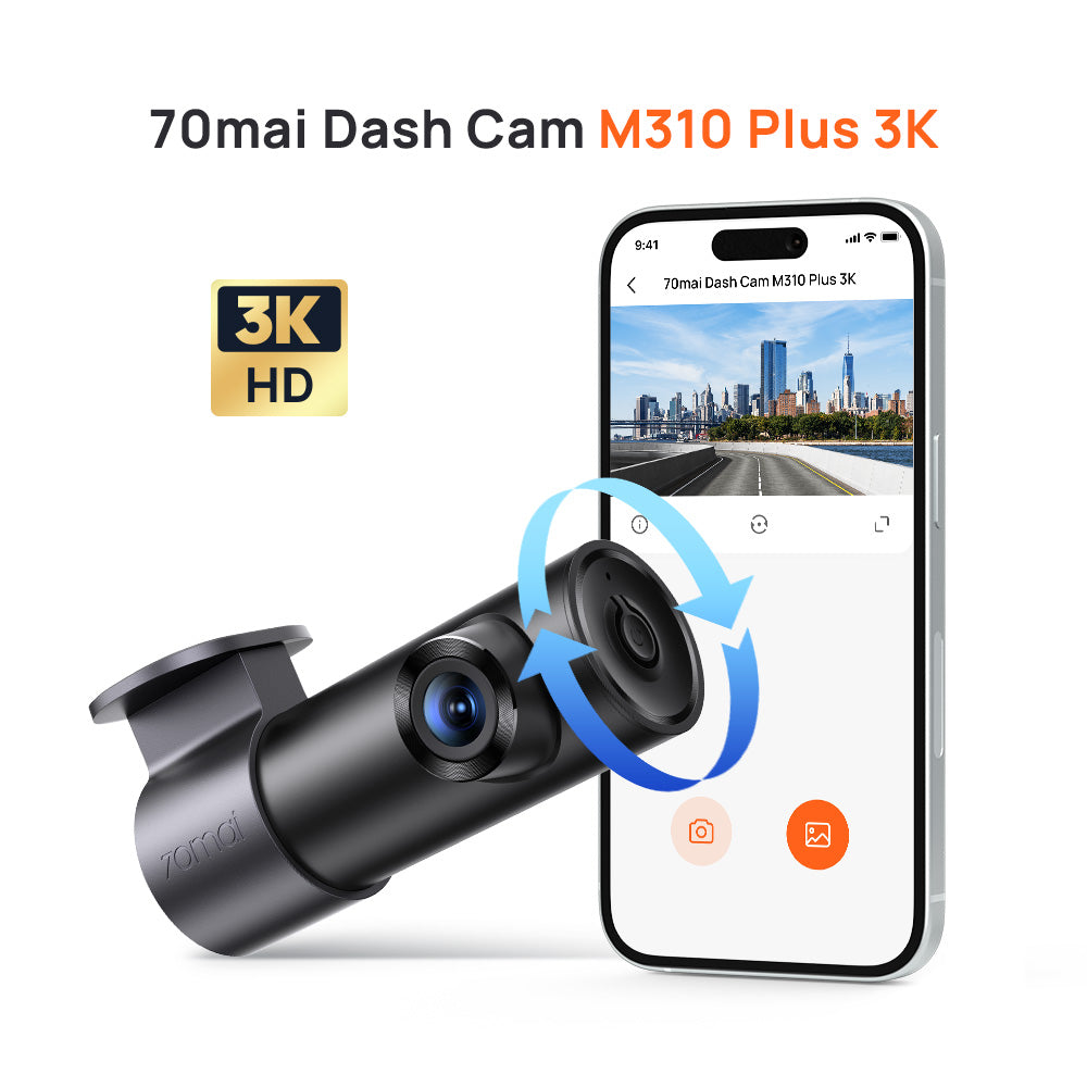 【2025 NEW】 70mai Dash Cam M310 Plus 3K WDR กล้องติดรถยนต์อัจฉริยะ ความคมชัด เลนส์หมุนได้ 360° มองเห็นกลางคืนได้ชัดเจน