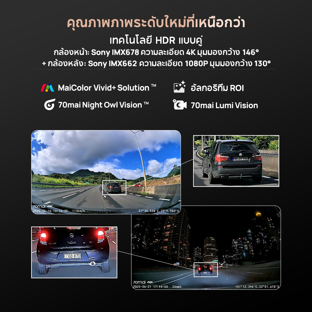 70mai Dash Cam A810S 4K กล้องติดรถยนต์