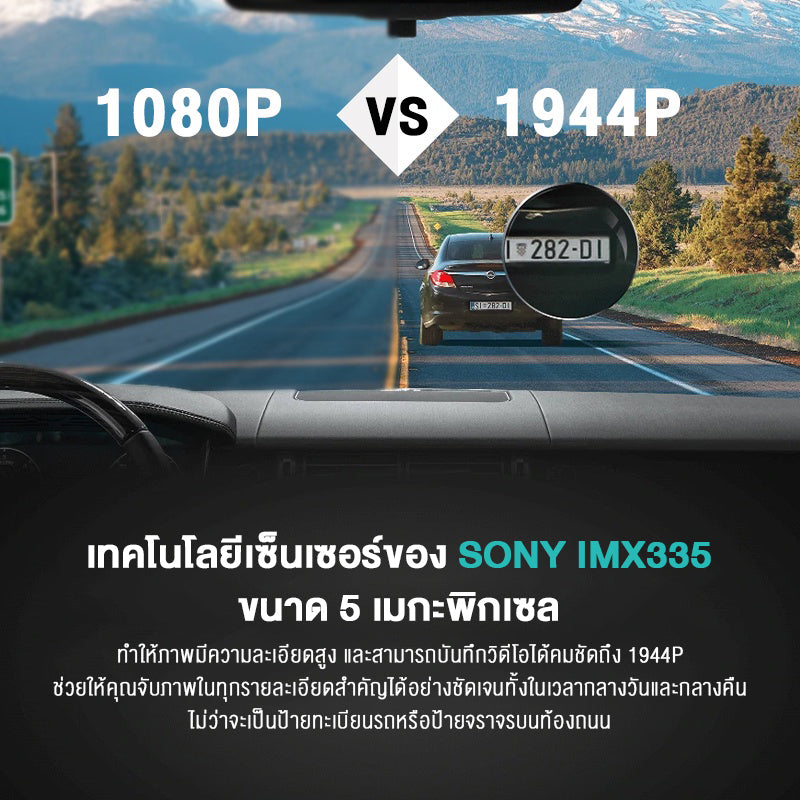 กล้องติดรถยนต์อัฉริยะ A500s + ตัวเลือกกล้องหลัง RC06 70 MAI A500 S