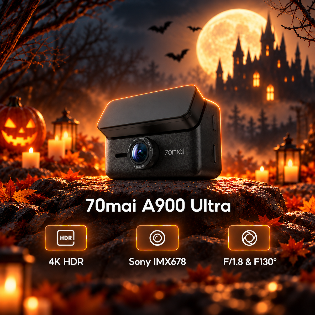 70mai Dash Cam A900 Ultra 4G 2-Channel 30 FPS กล้องติดรถยนต์ 4K