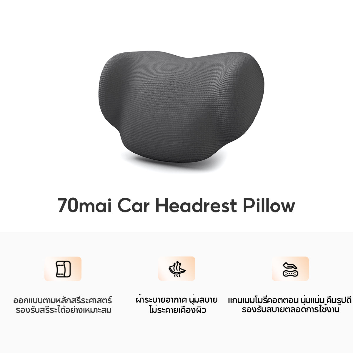 70mai ชุดหมอนรองหลังและหมอนรองศีรษะในรถยนต์ตามหลักสรีรศาสตร์