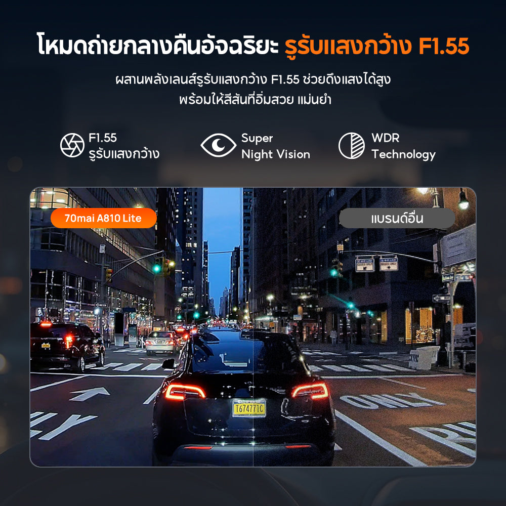 70mai Dash Cam A810 Lite 4K Dual Vision 30 FPS กล้องติดรถยนต์