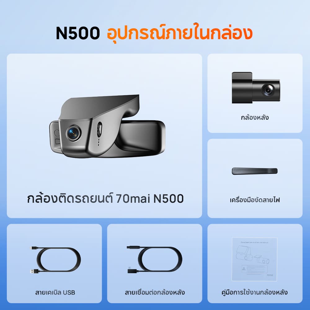 70mai Dash Cam N500 3K กล้องติดรถยนต์ (รองรับการรับสินค้าที่หน้าร้านเท่านั้น)